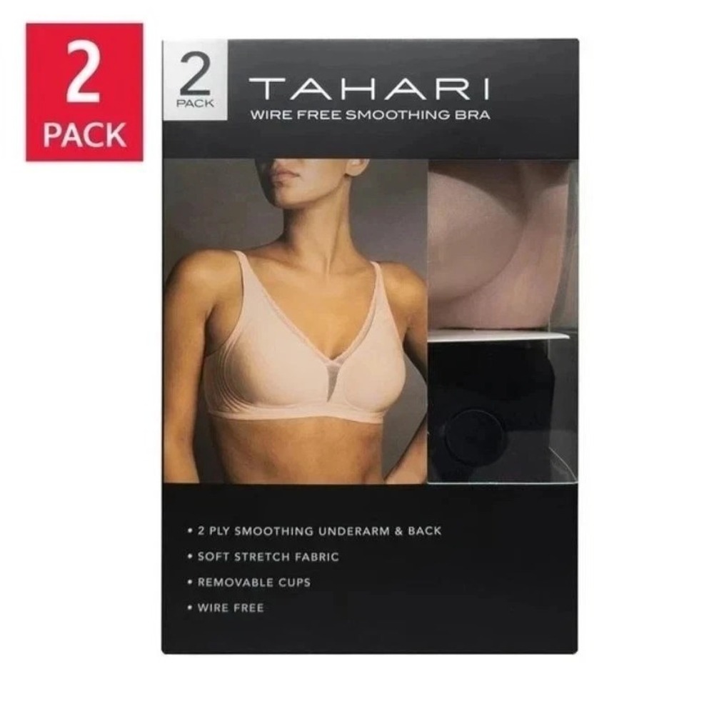Tahari Wire Free Smoothing Bra 2-Pack Women, Black / Rose Dust, Size XL, NWOT